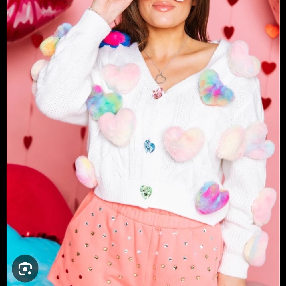 ❌SOLD❌Queen of sparkles puffy heart cardigan